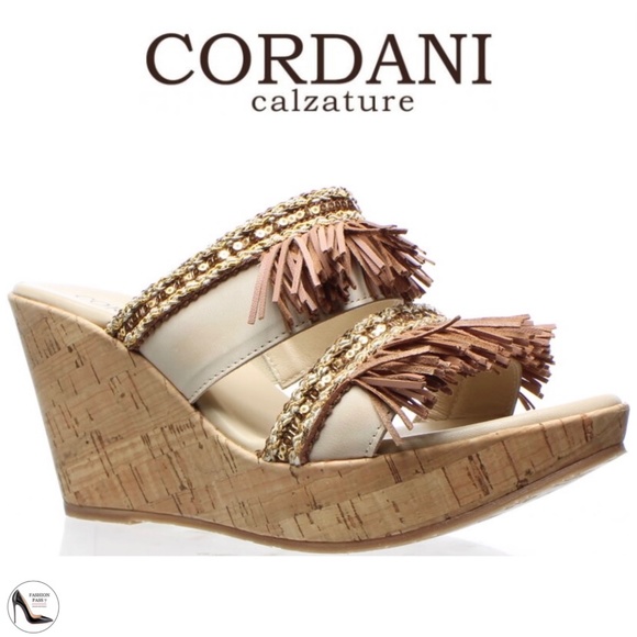 Cordani Shoes - MADE IN ITALY - CORDANI Beige Leather Wedge Platform Sandals Womens summer mules